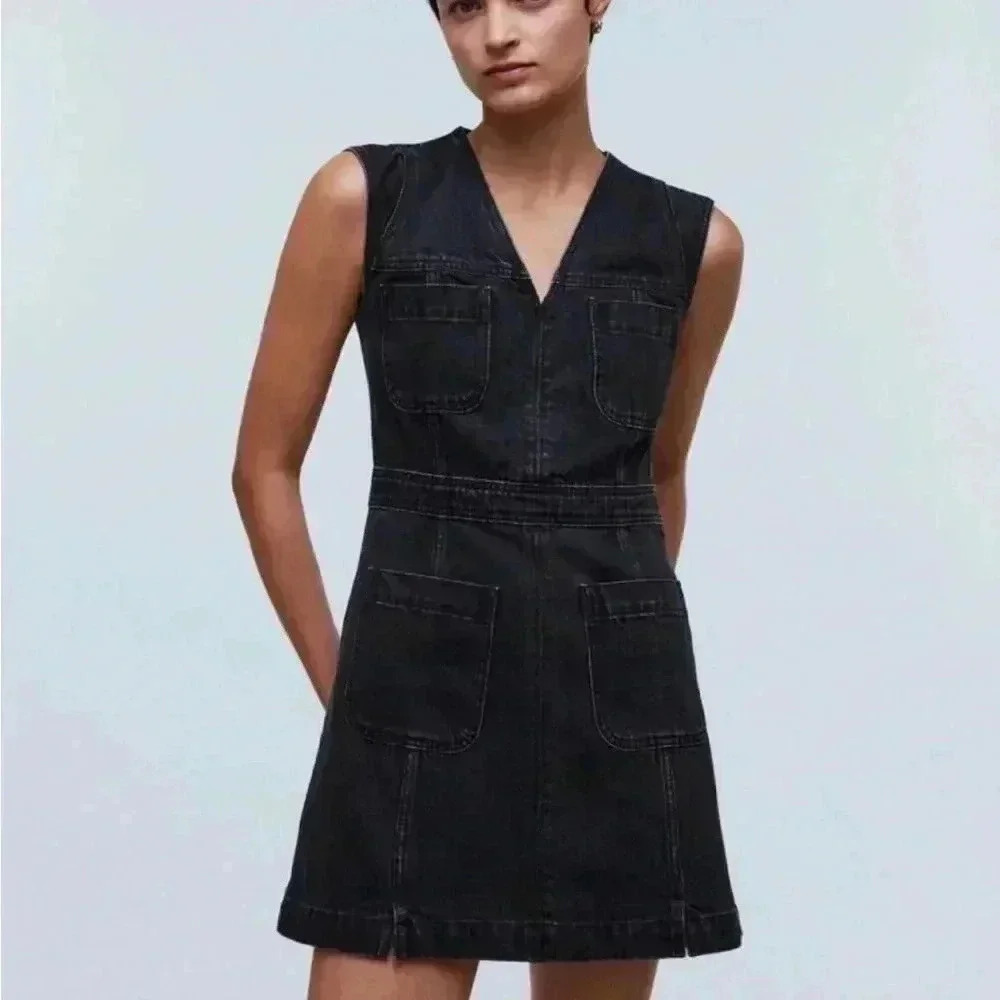 Madewell Black Mini Dress NWT - Picture 2 of 10